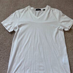 Theory Gaskell V-Neck T-Shirt Pima Cotton White Short Sleeve Size XS